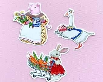 Set of 3 Cute Animal Stickers