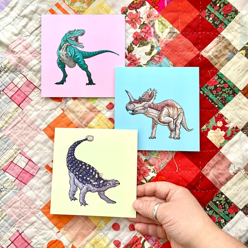 Set of 3 Dinosaur Cards image 1