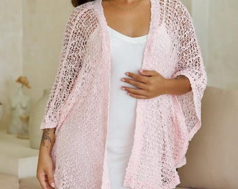 Crochet Butterfly Knit Cardigan: Boho Beach Coverup - Textured Crochet - Fits S To 2X