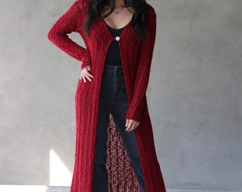 Long Cardigan Lightweight Knit Cardi with Shell Button Detail