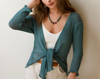 Double Knit Shrug: Sheer Cardigan, Summer Cover Up, Lightweight Mesh Sweater, Spring Color Options
