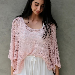Loose Knit Crochet Top, Layering Piece, Summer Top, Boho Chic, Textured Knit, Pullover, Lightweight Sweater