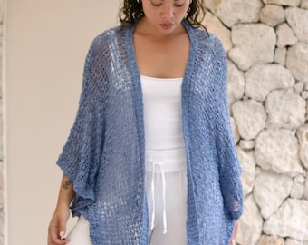Butterfly Sweater, Lightweight Knit Cardigan, Loose Knit Shawl, Beach Coverup, Boho Chic Sweater, Gift For Her, Textured Knit, Wrap
