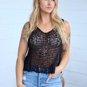 Loose Knit Tank Top, Layering Piece, Boho Chic Crochet Top, Gift For Her