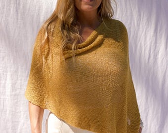 Transparenter Poncho aus doppelt gestricktem Häkelstoff: Vielseitiger Boho-Schal, minimalistischer Schal
