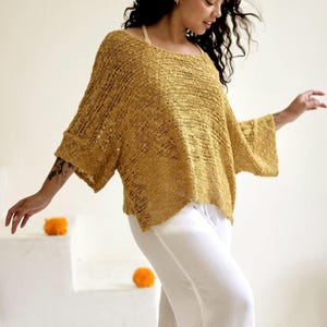 Knit Scoop Neck Poncho Top: Lightweight Crochet Layering Piece