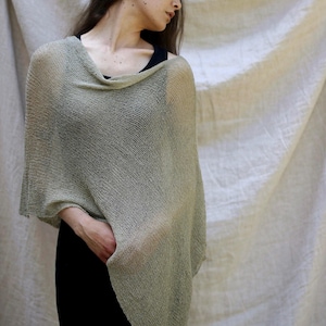 Double Knit Poncho, Summer Sheer Poncho, Knitted Shawl or Scarf, Versatile Light Poncho Sweater. Boho, Mulitfunctional, Minimalist Style
