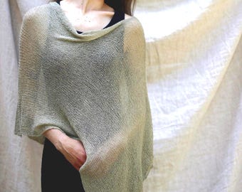 Double Knit Sheer Poncho: Versatile Boho Shawl Scarf Dress Minimalist