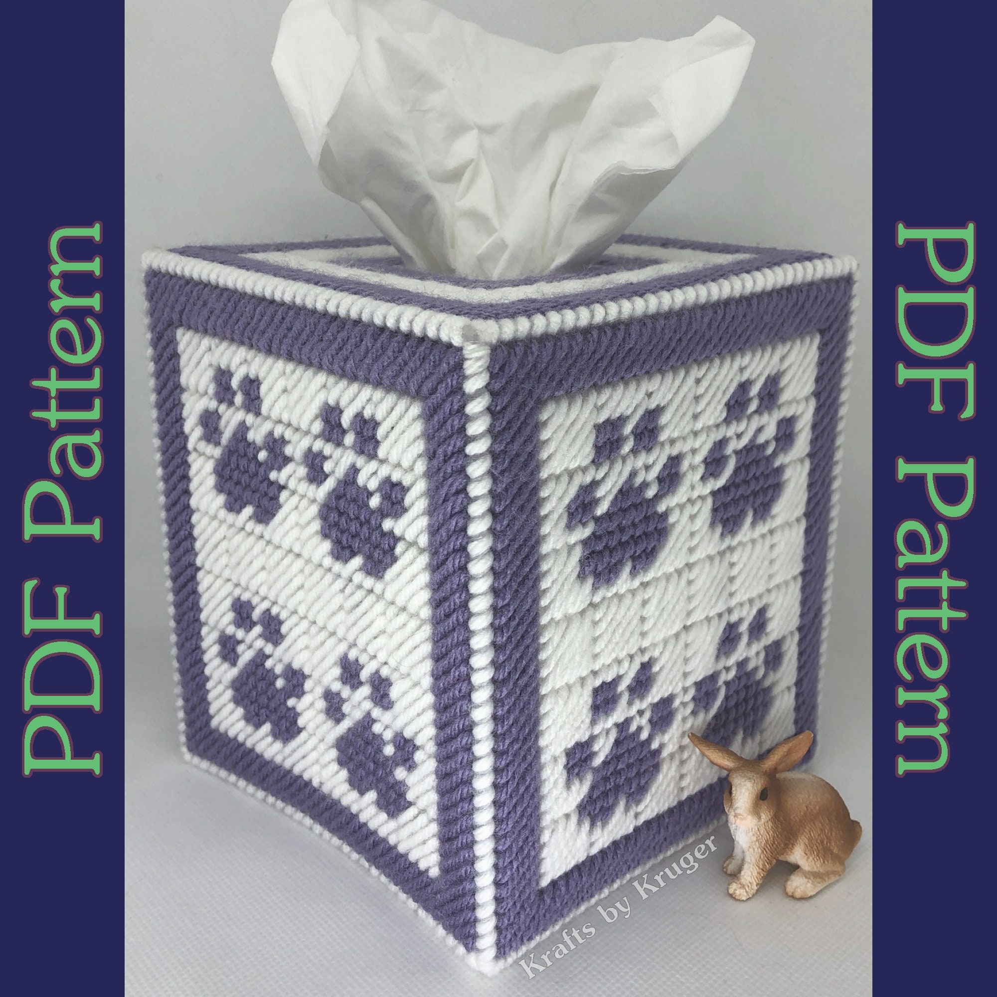 PDF: Purple Paw Tissue Box Cover, Plastic Canvas Pattern - Etsy pdf-purple-paw-tissue-box-cover-plastic-canvas-pattern-etsy
