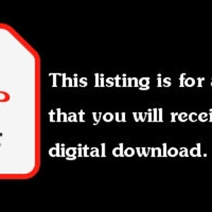 Op de afbeelding: Een rood PDF-pictogram met het woord "PDF" in witte tekst. De tekst "Deze vermelding is voor een PDF-bestand dat u via digitale download ontvangt." staat onder het pictogram.