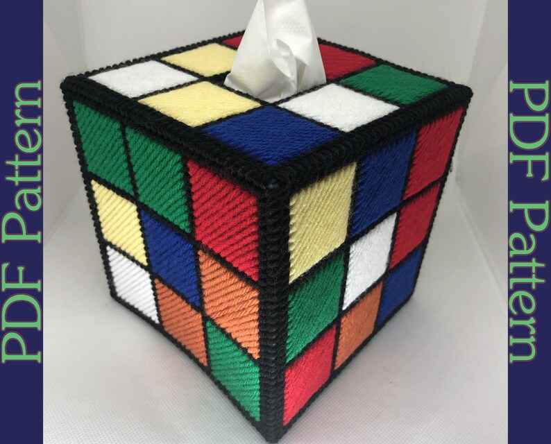 PDF Rubik's Cube Tissue Box Cover Plastic Canvas Pattern Etsy