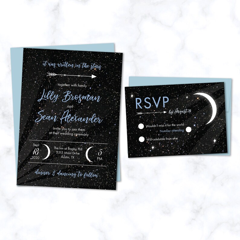 Moon &amp; Stars Wedding Invitation Set Printable Version | Etsy