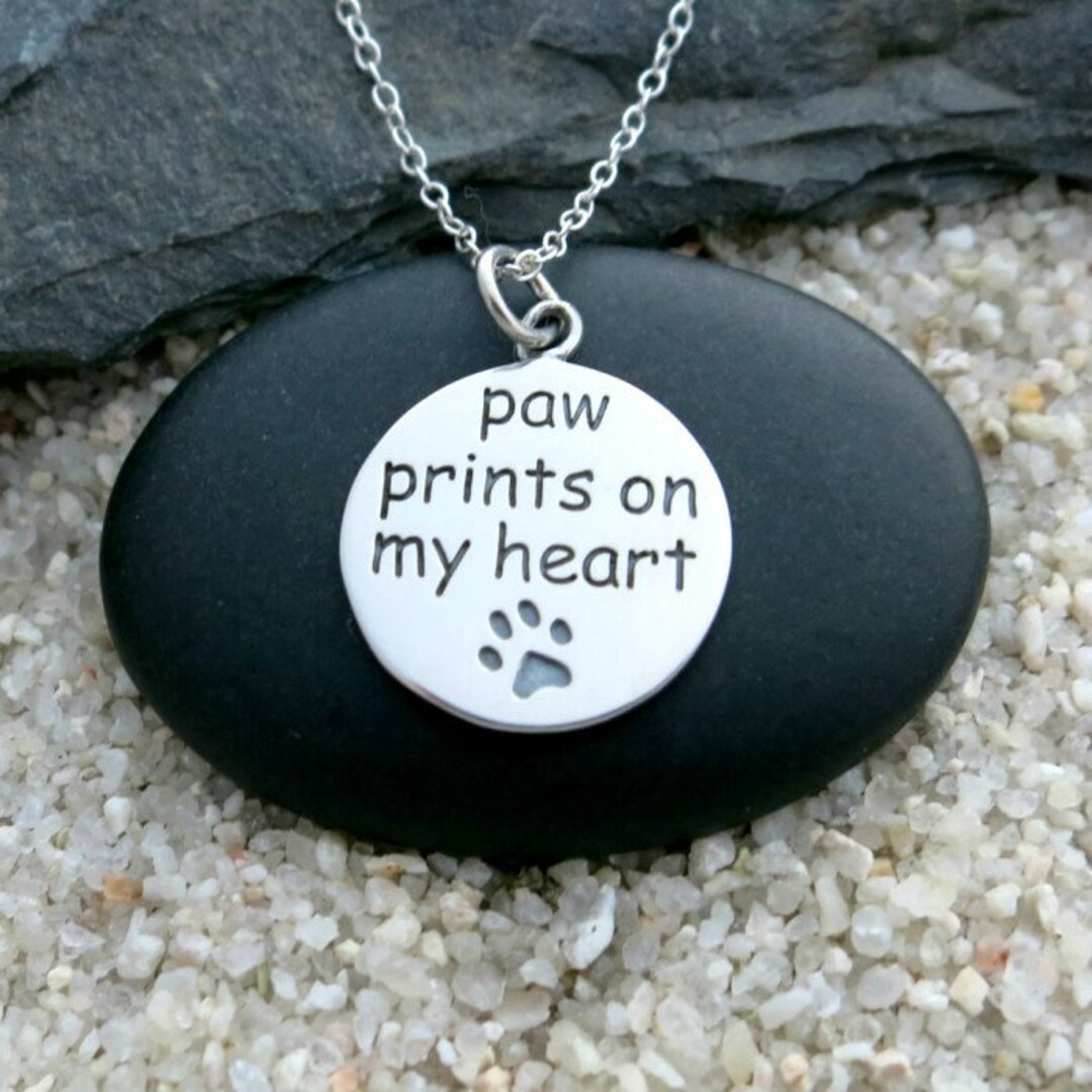 Sterling Silver Paw Print Necklace: Pet Memorial Jewelry - Etsy