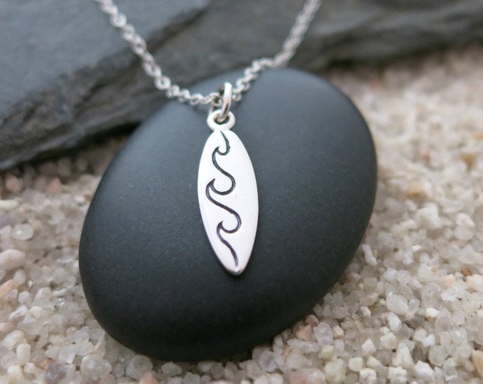 Surfboard Necklace Sterling Silver Surfboard Charm Surfer Etsy