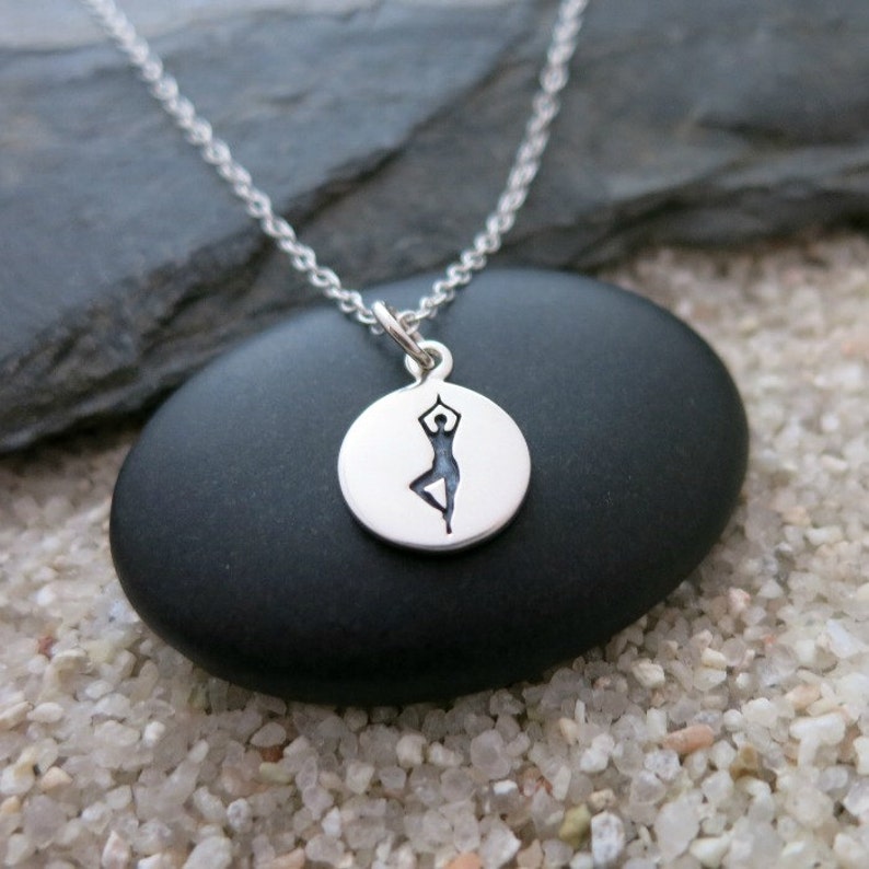 Tree Yoga Pose Necklace Yoga Jewelry Yoga Necklace Sterling Silver Yoga Charm
