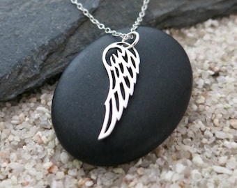 Sterling Silver Angel Wing Necklace: Guardian Angel Jewelry