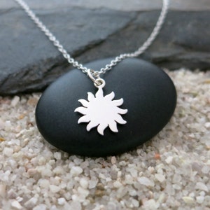 Sterling Silver Sun Necklace Sun Charm Summer Necklace Celestial Jewelry You Are My Sunshine Necklace