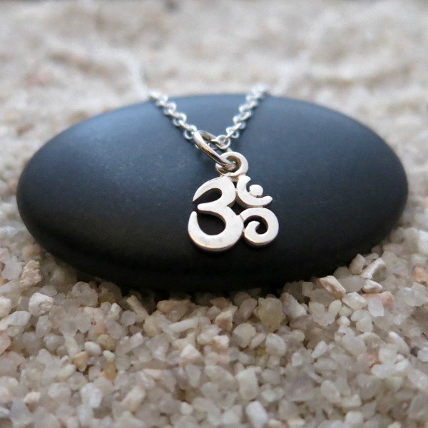 Tiny Om Symbol Necklace Sterling Silver Yoga Jewelry Om Necklace Meditation Necklace Yoga Jewelry Ohm Charm