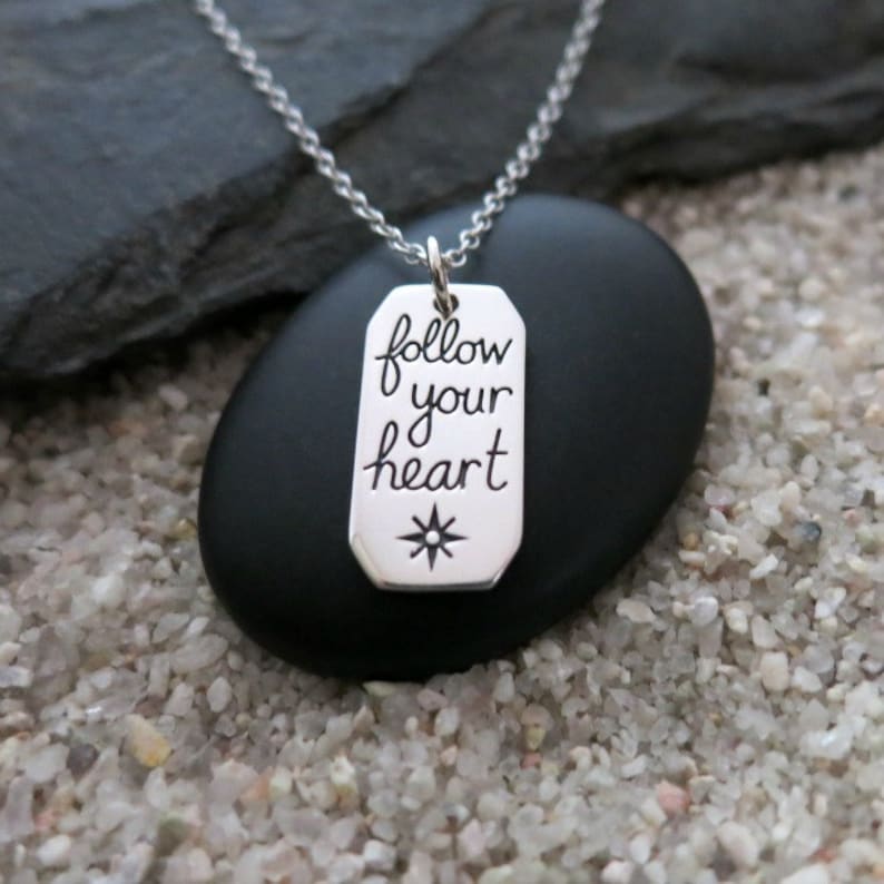 Follow Your Heart Necklace Sterling Silver Inspirational