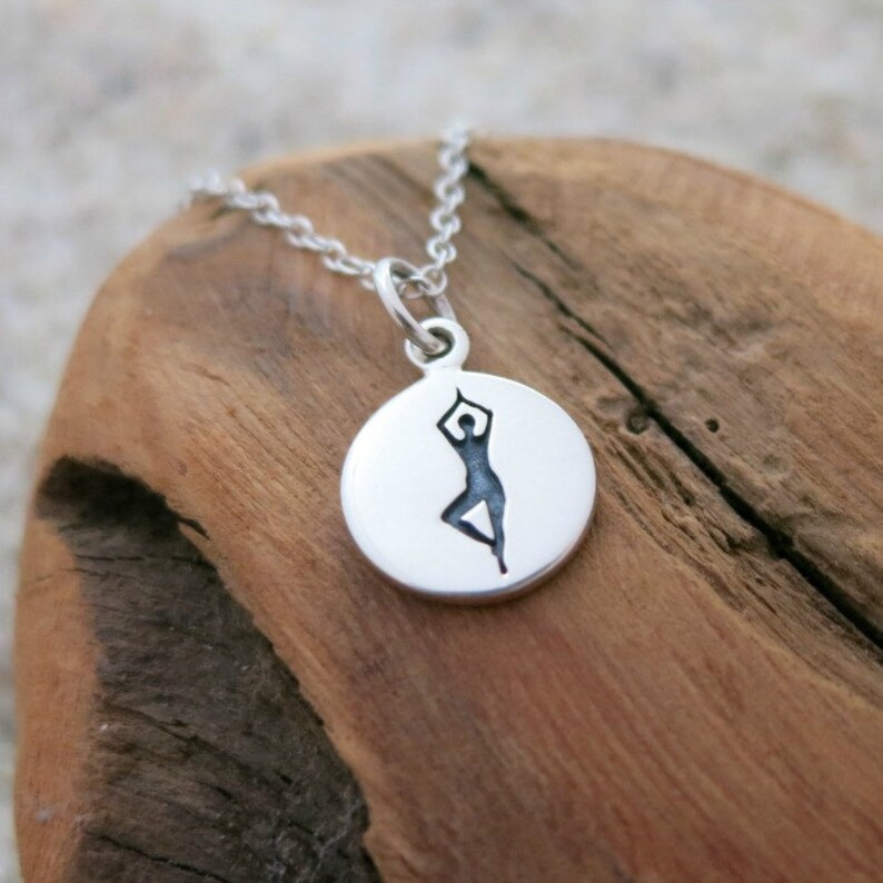 Tree Yoga Pose Necklace Yoga Jewelry Yoga Necklace Sterling Silver Yoga Charm