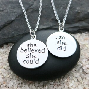 Inspirational Necklace She Believed She Could So She Did Encouragement Gift Positive Message Sterling Silver Charm
