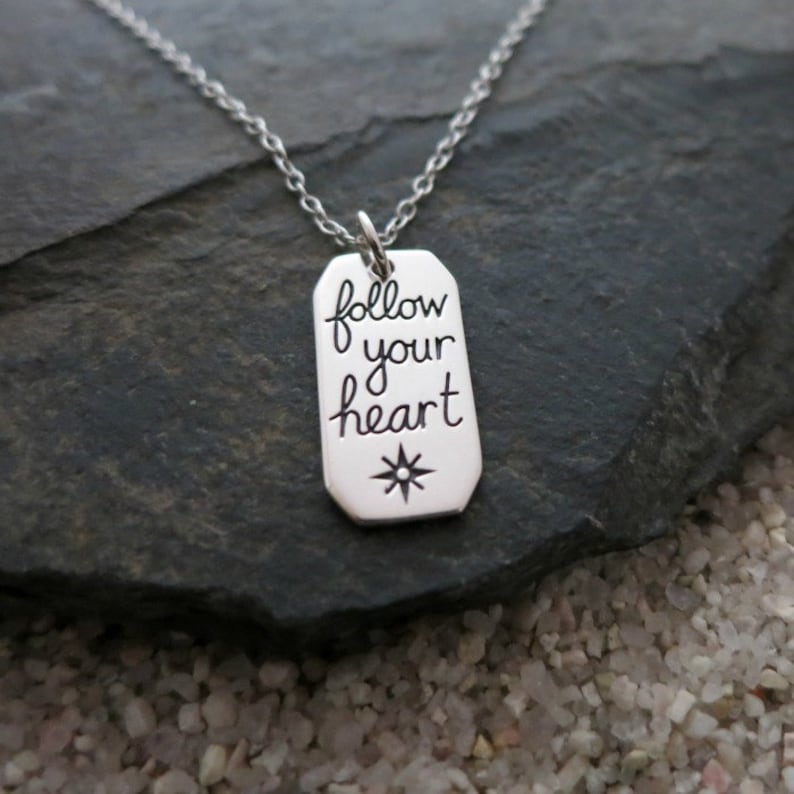 Follow Your Heart Necklace Sterling Silver Inspirational