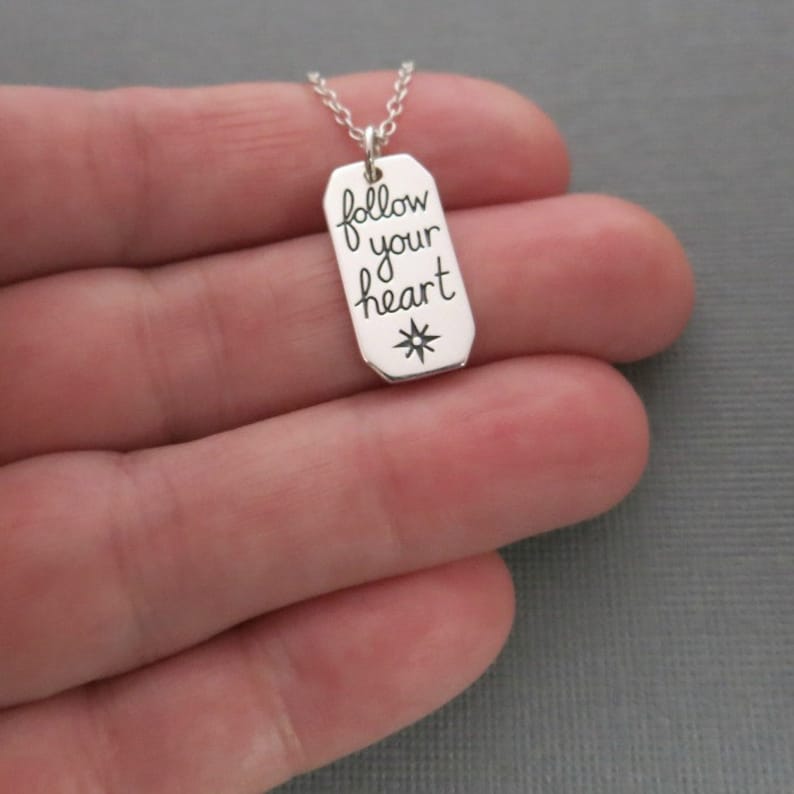 Follow Your Heart Necklace Sterling Silver Inspirational