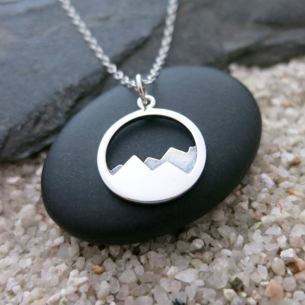 Mountain Necklace Sterling Silver Mountain Range Charm Nature Jewelry