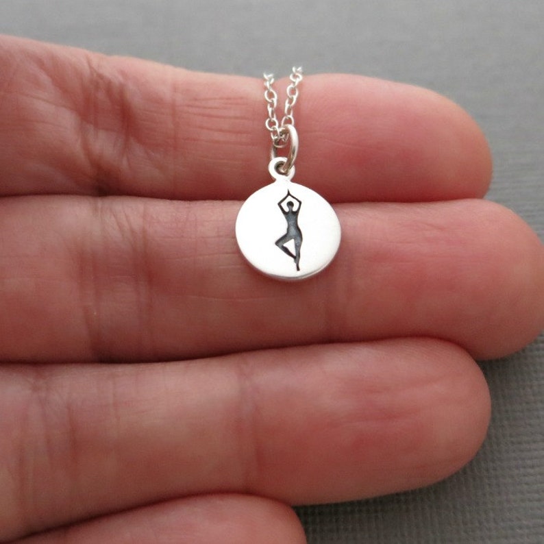 Tree Yoga Pose Necklace Yoga Jewelry Yoga Necklace Sterling Silver Yoga Charm