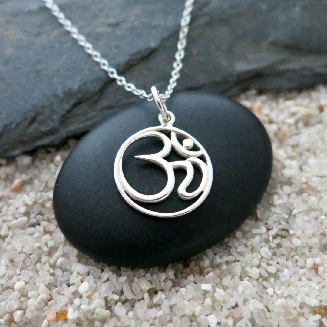 Silver Om Necklace Sterling Silver Om Charm Yoga Jewelry - Etsy