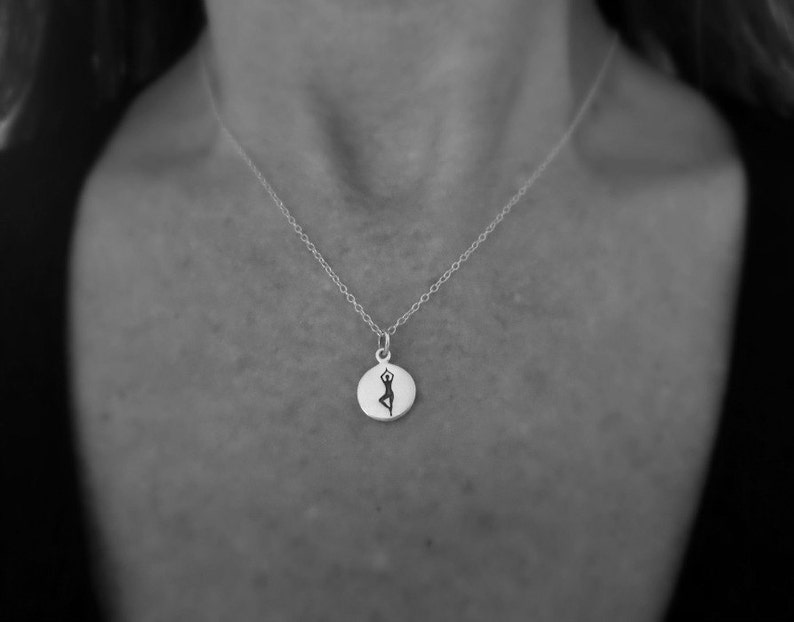Tree Yoga Pose Necklace Yoga Jewelry Yoga Necklace Sterling Silver Yoga Charm