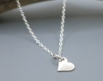 Dainty Heart Necklace Tiny Heart Charm Layering Necklace Sterling Silver Simple Minimalist Jewelry