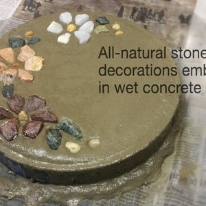 All-Natural Mosaic Stepping Stone, Engraved Stepping Stone: I Believe in Miracles Garden Decor, Concrete Garden Art, Gift for Garden image 3