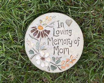 Engraved Memory Garden Sign, Memorial Garden Stone, Personalized Memorial - Concrete Mosaic Stepping Stone, Memorial Plaque, Sympathy Gift