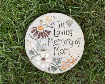 Engraved Memory Garden Sign, Memorial Garden Stone, Personalized Memorial - Concrete Mosaic Stepping Stone, Memorial Plaque, Sympathy Gift