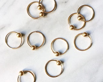 Gold Hoop and Bead Earrings