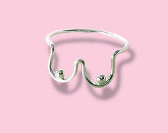 Boob Ring Recycled Sterling Silver Feminist Collection