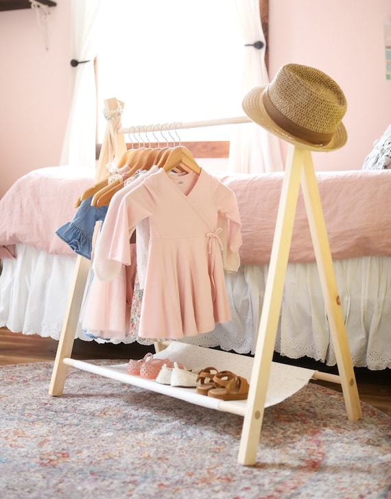 Items similar to Mini Children's Clothing Rack (Cotton Canvas Shelf