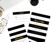 Printable Wedding Invitation Suite Chic Minimal Elegant Modern Simple Stripes Wedding Set invitation Kits Card Digital Printable