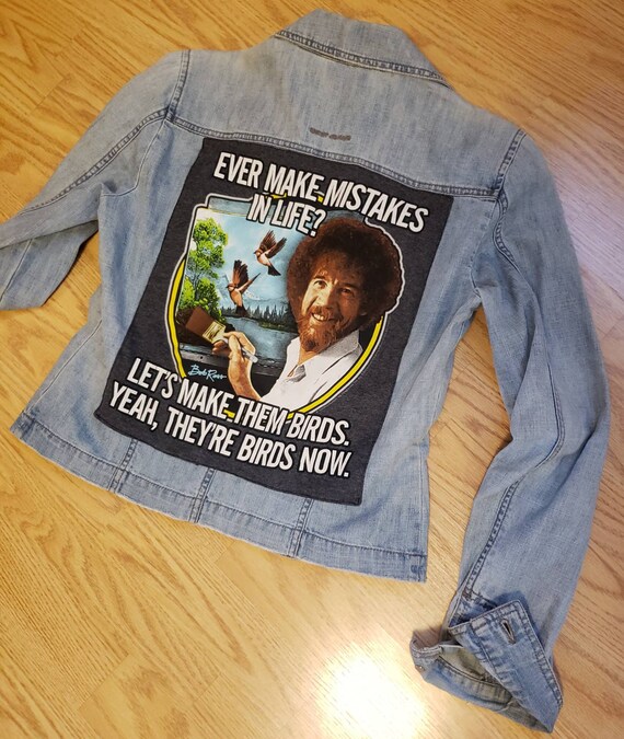 Bob Ross Upcycled Denim Jacket 