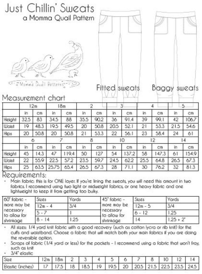 Just Chillin' Reversible Sweats PDF Sewing Pattern - Etsy
