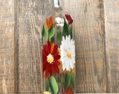 Hand painted Gerber Daisy Olive Oil, Dish Soap Dispenser Bottle for Kitchen