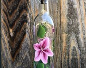Hand painted Star Gazer Lily Olive Oil, Dish Soap Dispenser Bottle for Kitchen