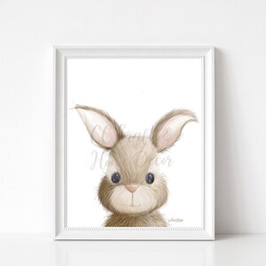 Bunny Art Print - Woodland Nursery Wall Art