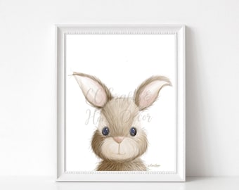 Bunny Art Print - Woodland Nursery Wall Art