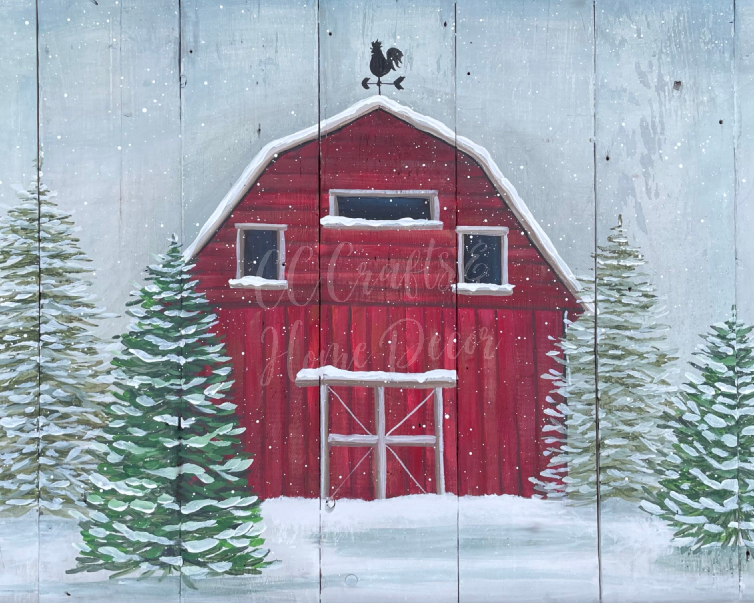 Rustic Winter Red Barn Wall Art Print. Farmhouse Art Decor, Winter Barn ...