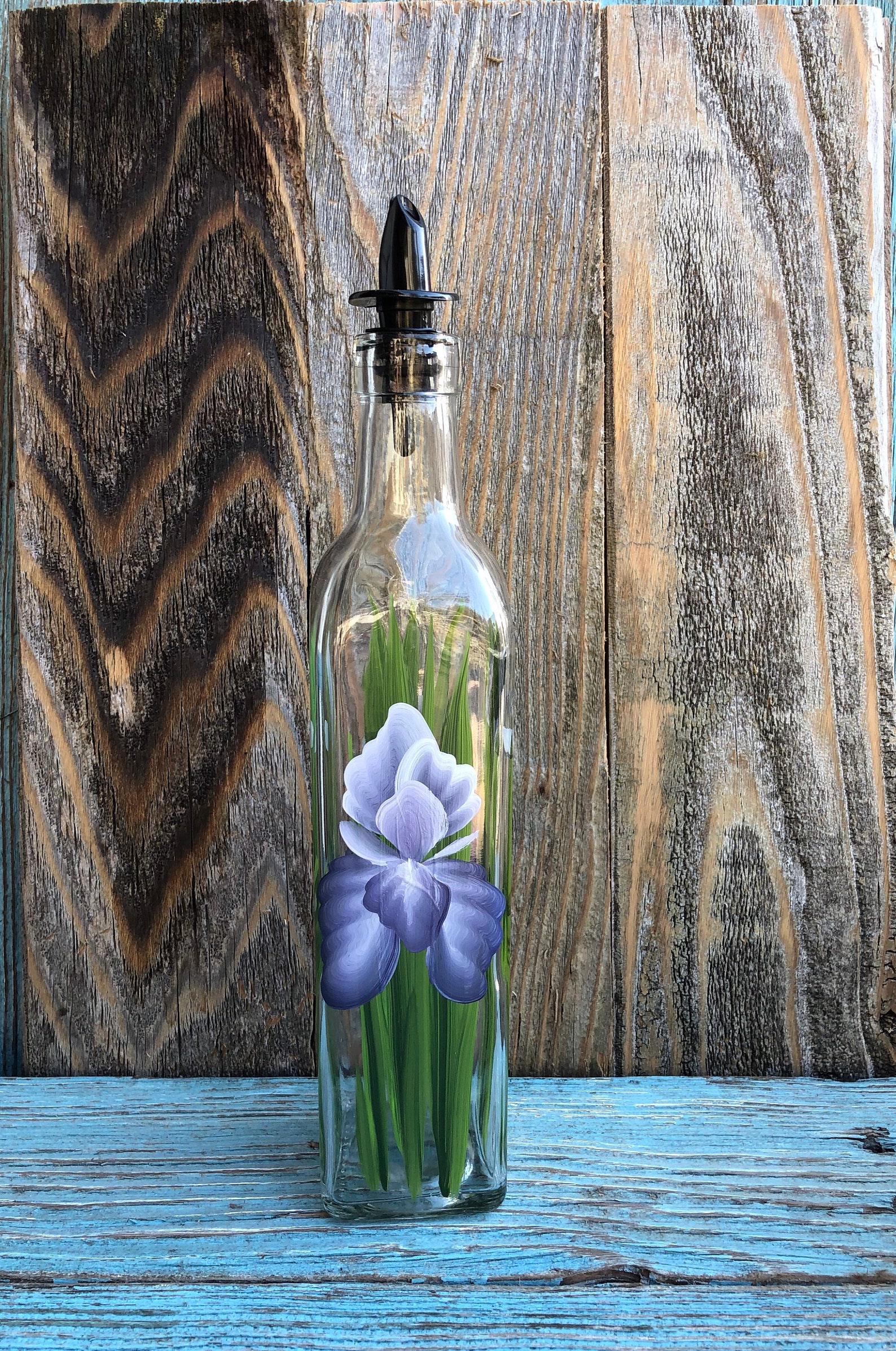 Hand painted Purple Iris Olive Oil Dish Soap Dispenser Bottle Etsy