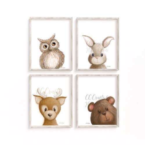 Woodland Animals Set of 5 Watercolor Prints Nursery Etsy Canada