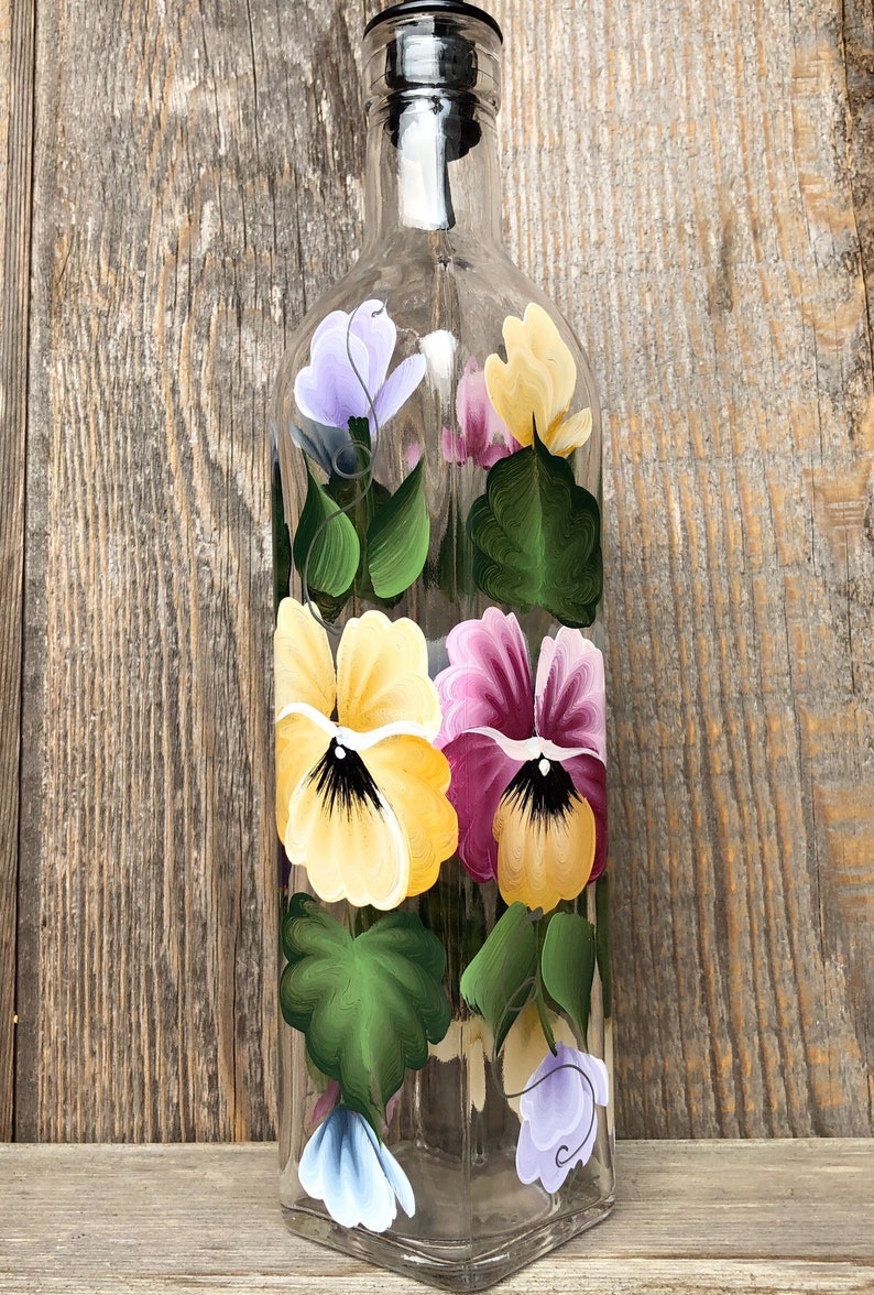 Hand Painted Pansy Olive Oil Dish Soap Dispenser Bottle for Etsy