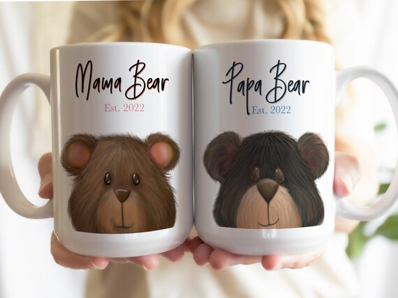 Mama Bear Mug, Papa Bear Mug, Mama and Papa Bear Custom Mug. New Parent,  Baby Shower Gift, Present for Expecting Parents. 